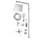8 inch Square Chrome Twin Shower Set Bottom Water Inlet 